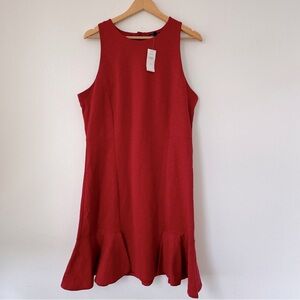 new with tags Banana Republic red sleeveless flounce peplum hem tank dress sz 16